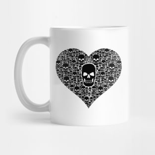 Heart shape made of Skulls, black Mug